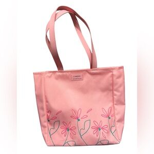 Clinique Pink Tote with Floral Design